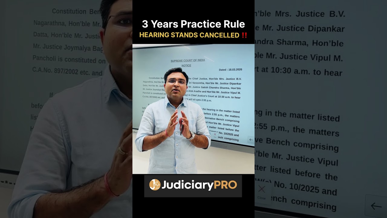 3 Years Practice Rule-Hearing stands cancelled #judiciarypro #supremecourt #hearing #lawstudents