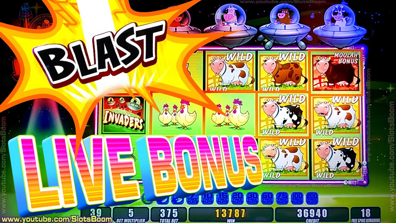GOT THE BLAST DOUBLE BONUS!!! LIVE TRIGGER - INVADERS ATTACK FROM THE PLANET MOOLAH! CASINO SLOTS
