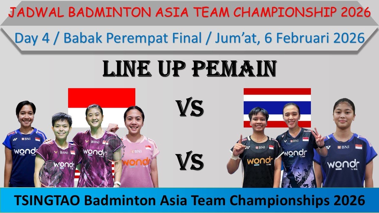 Line Up Pemain Indonesia vs Thailand │ Jadwal Badminton Asia Team Championship 2026 Hari Ini │ Day 4