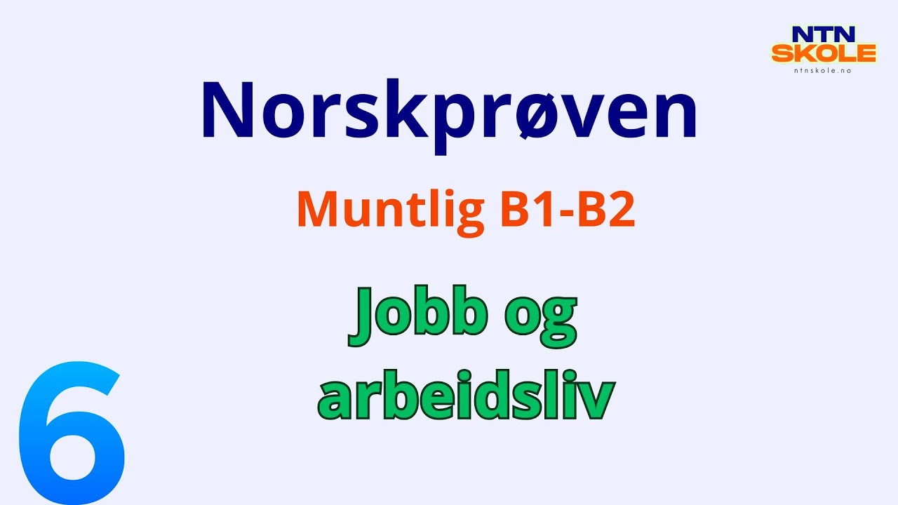 Norskpr&oslash;ven B1&ndash;B2 muntlig | Tema 6: Jobb og arbeidsliv