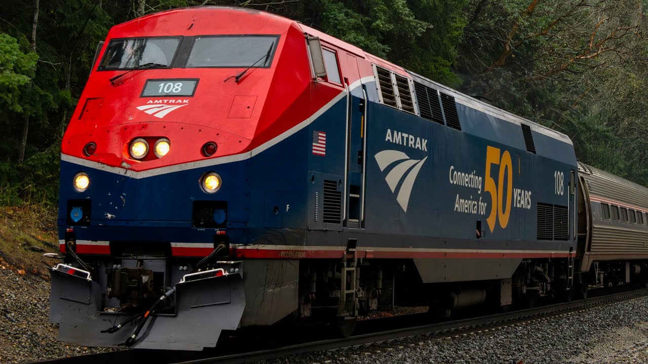 Amtrak 108 Phase 6 P42 Locomotive on Amtrak Cascades Trains