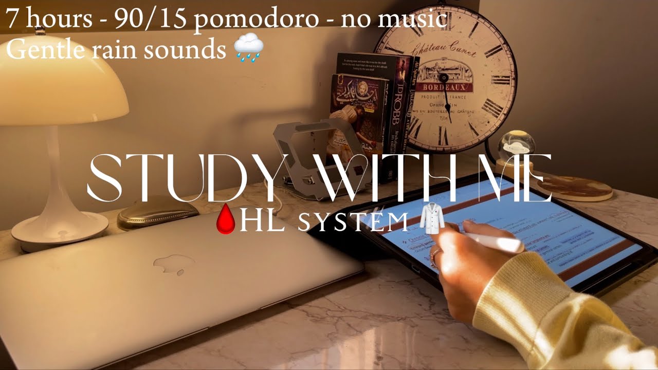 Study with me 7 hours 🥼 | 90/15 pomodoro - MED student - no music