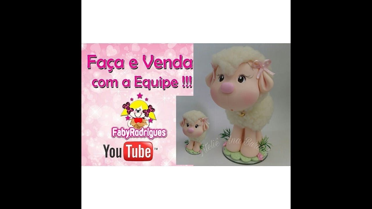 Topo de bolo Ovelha- Faça e Venda com a Equipe Faby Rodrigues