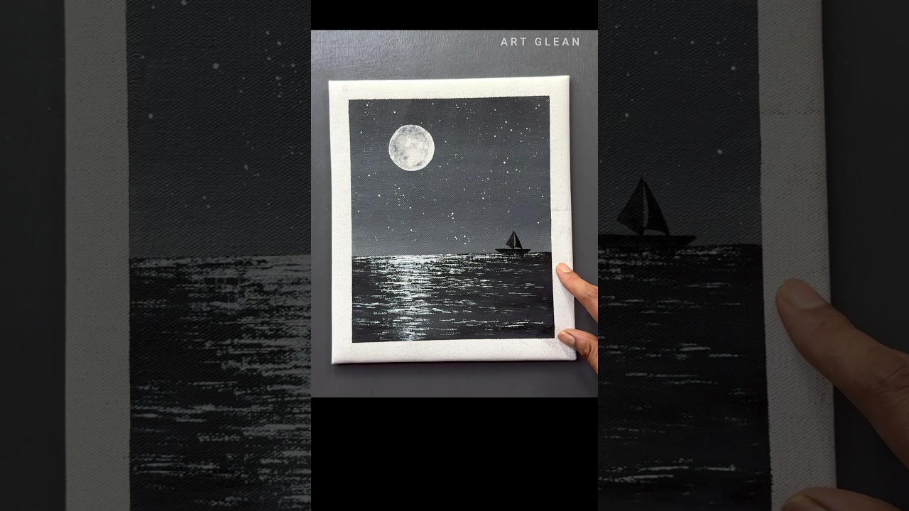 Easy Black and White Painting #shortsfeed #shorts