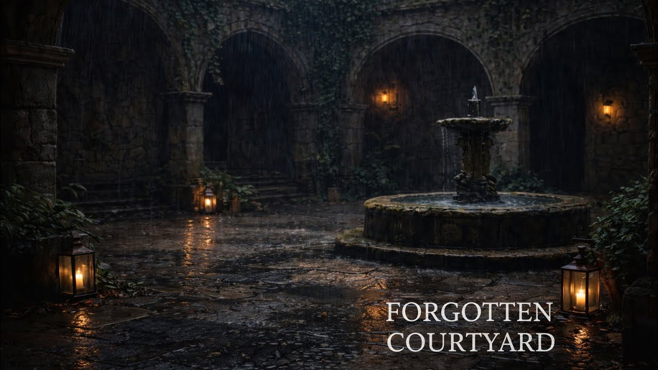 Rain in a Forgotten Courtyard | Ancient Stone Rain Ambience for Sleep