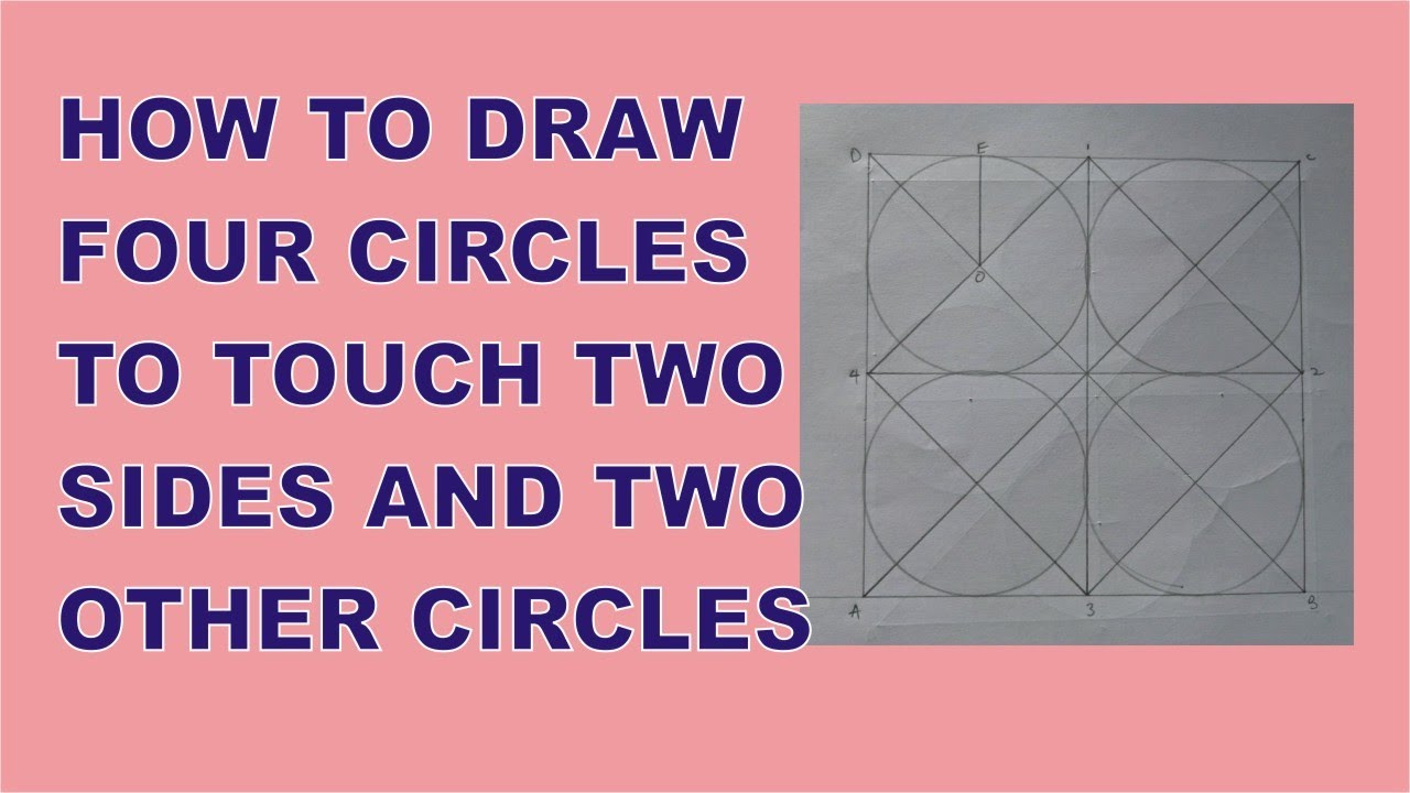 How To Draw Four Similar Circles Inside A Square To Touch Two Sides And Two Circles | PA Academy