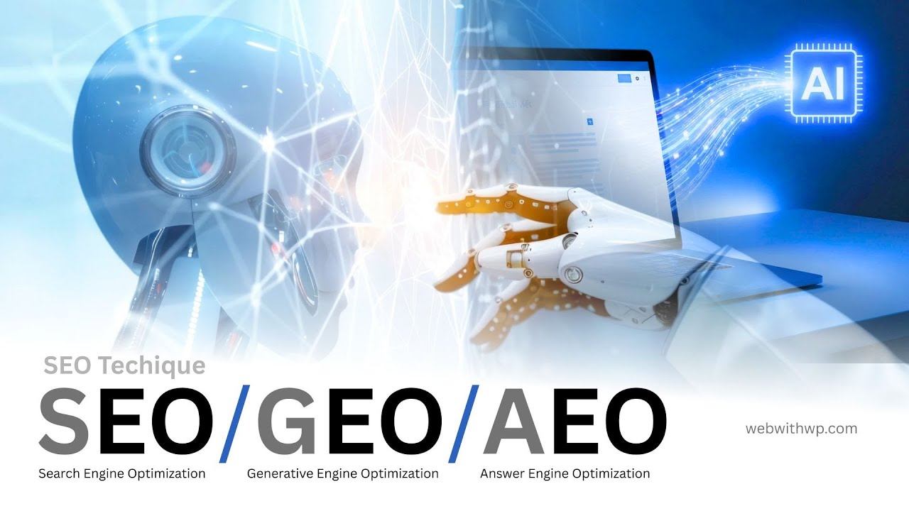 SEO AEO GEO คืออะไร เราจะทำให้เว็บเราถูกแนะนำโดย Ai ได้อย่างไร - By WebWithWP.com