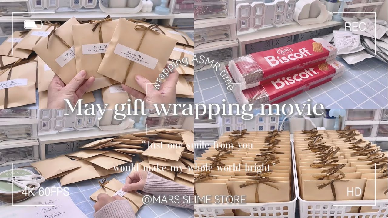‪꒰  ラッピングASMR  ꒱‬ ５月のおまけの梱包動画☕️🍪⸒⸒