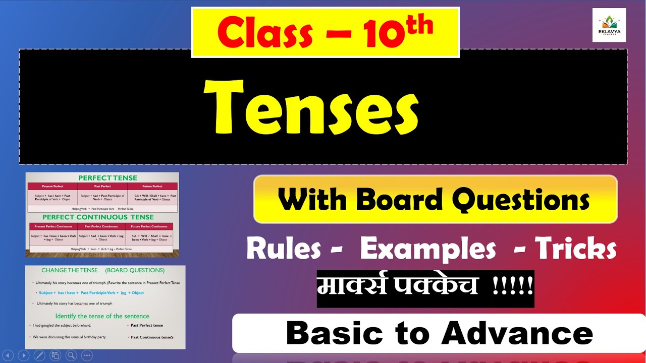 Tenses 📚 |English Grammar | Board Questions10th SSC | With Board Questions | Class 10th