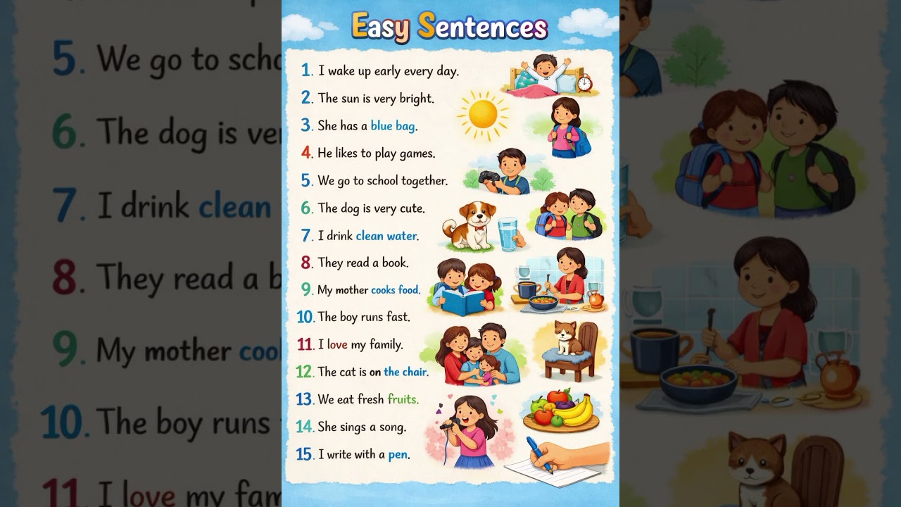 Easy English Sentences for Kids | Learn Simple Sentences with Pictures