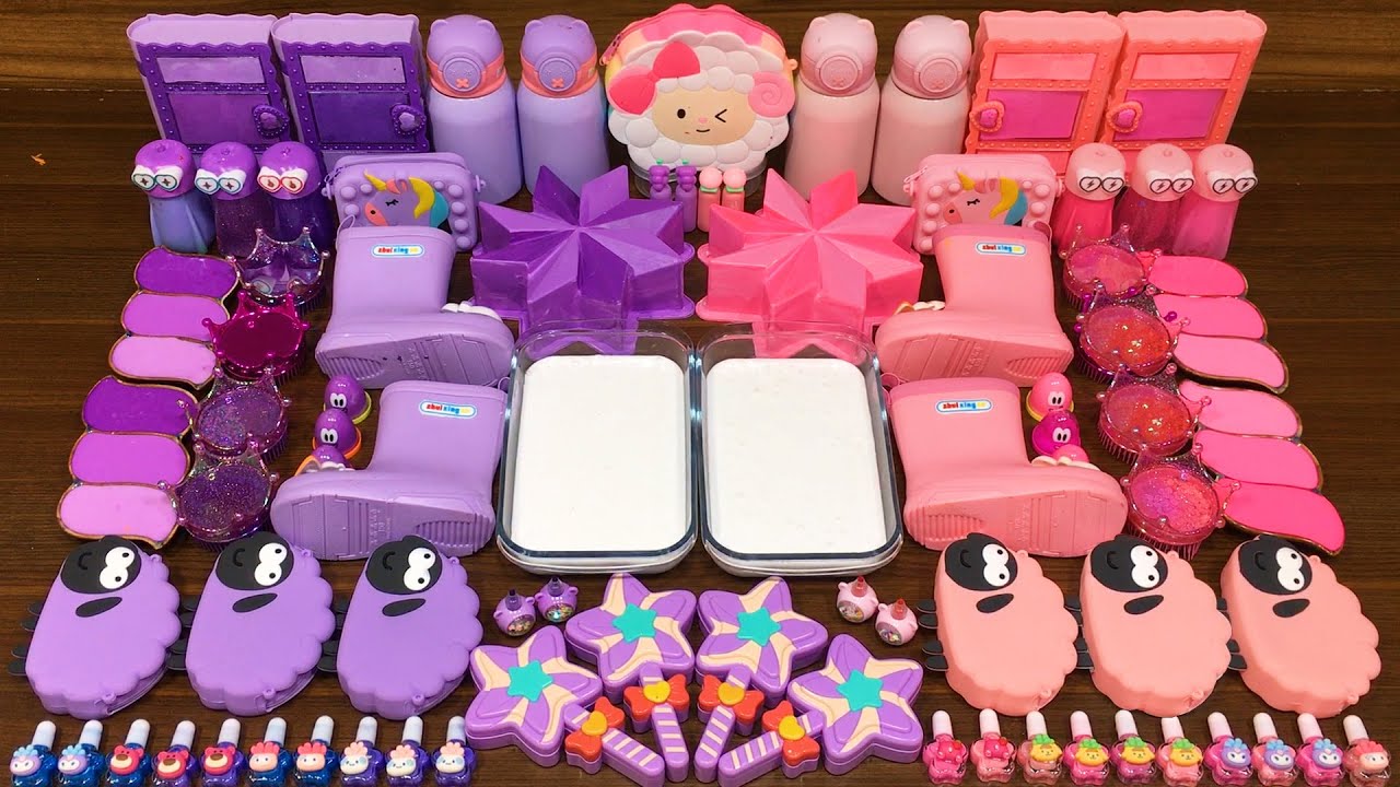 PURPLE vs PINK SHEEP!!!Mixing random into GLOSSY slime!!!Satisfying Diana Slime #445
