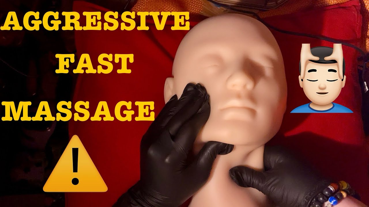 ASMRI⚠️EXTREME AGGRESSIVE FAST MASSAGE WITH GLOVES ON MANNEQUIN. FACE/NECK/HEAD/ SHOULDERS 💆🏻‍♀️