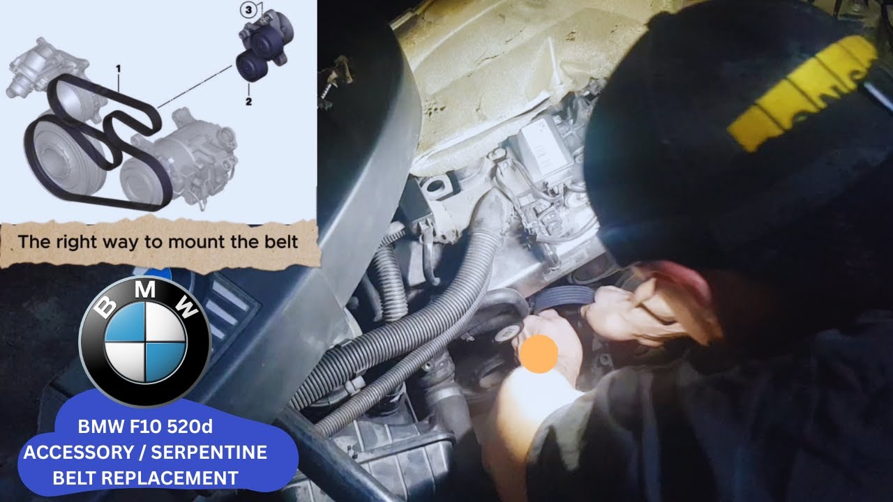 BMW F10 520D accessory / serpentine belt replacement SUPER EASY & FAST