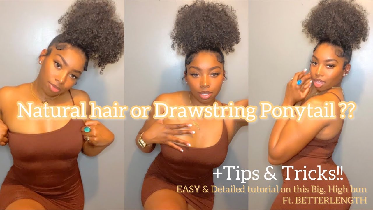 ✨HOW TO: Curly Bun w/ a Drawstring Ponytail VERY DETAILED Ft. BETTERLENGTH  Big Buns, Big Energy 🥰