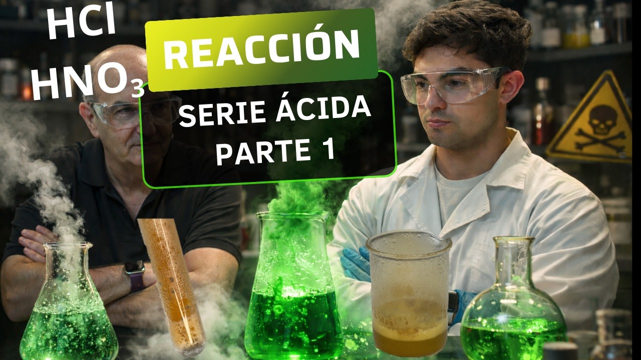 Hice reaccionar ÁCIDOS EXTREMOS: HCl, HNO₃ y AGUA REGIA (Disuelve metales)