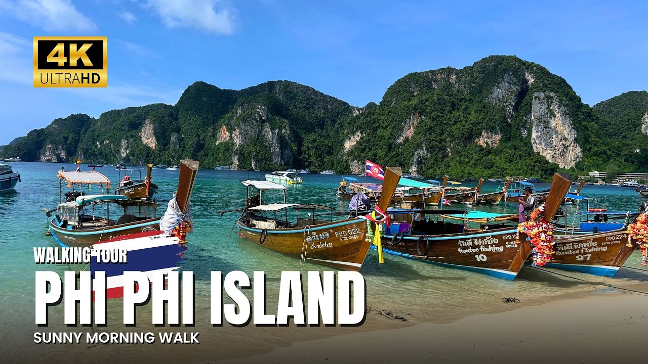 What’s Life Like in Koh Phi Phi 🇹🇭 Sunny Morning Walk On The Island | 4K Walking Tour