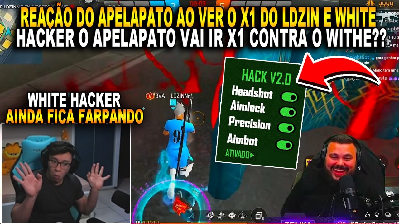 REAÇÃO DO APELAPATO AO VER O X1 DO LDZIN E WHITE HACKER, O APELAPATO VAI IR X1 CONTRA O WITHE??