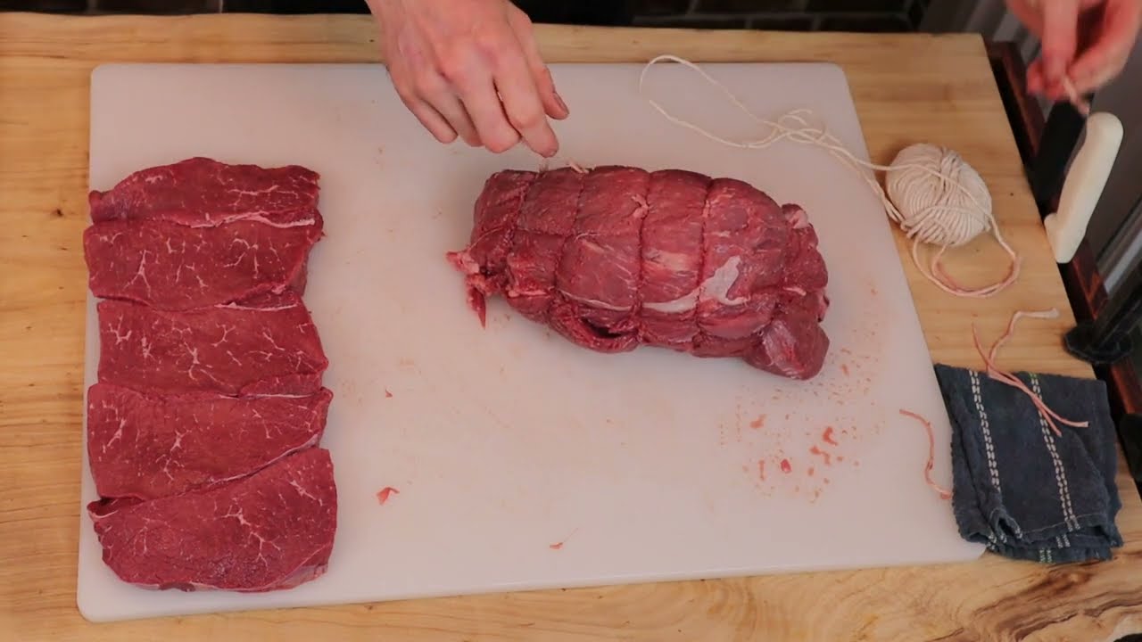 2 ways of cutting a beef sirloin tip
