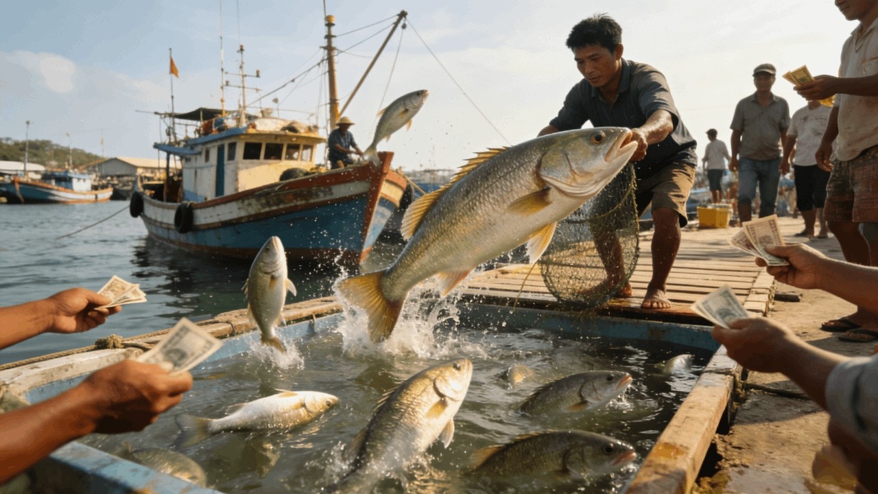 阿杰海钓一天60多斤鲈鱼，船靠码头35一斤收鱼老板抢着要，今天要大赚一笔了！ #海钓 #船钓鲈鱼
