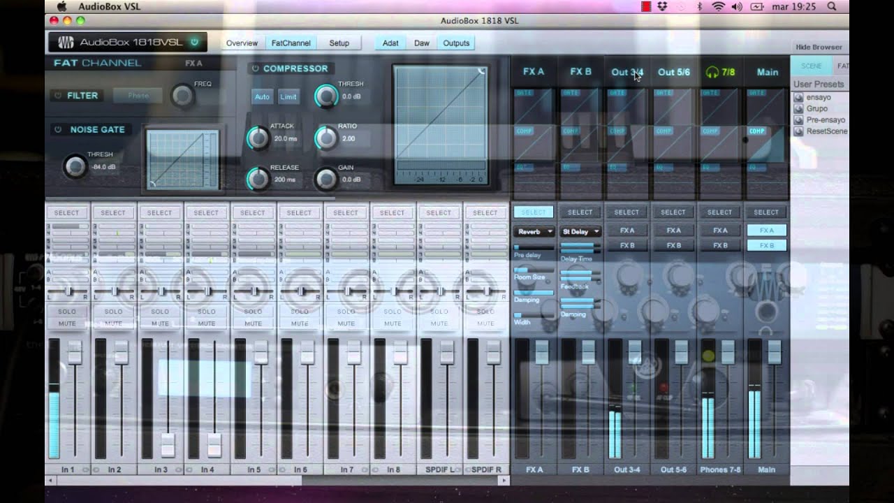 Funcionamiento Presonus 1818VSL (Mixer VSL)