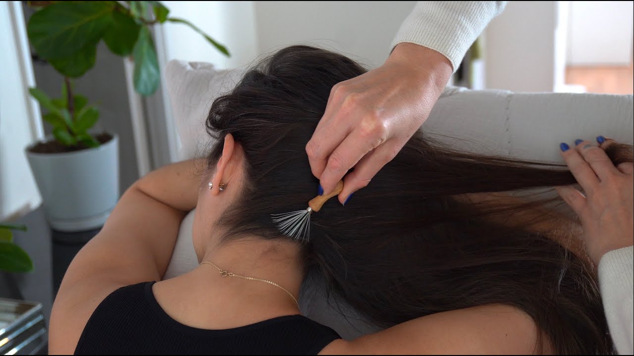 ASMR ✨ Tingly Slow Hair Play ✨ w/ Neck, Baby Hair Attention & Hair Parting on Lyndsey (Whispers)