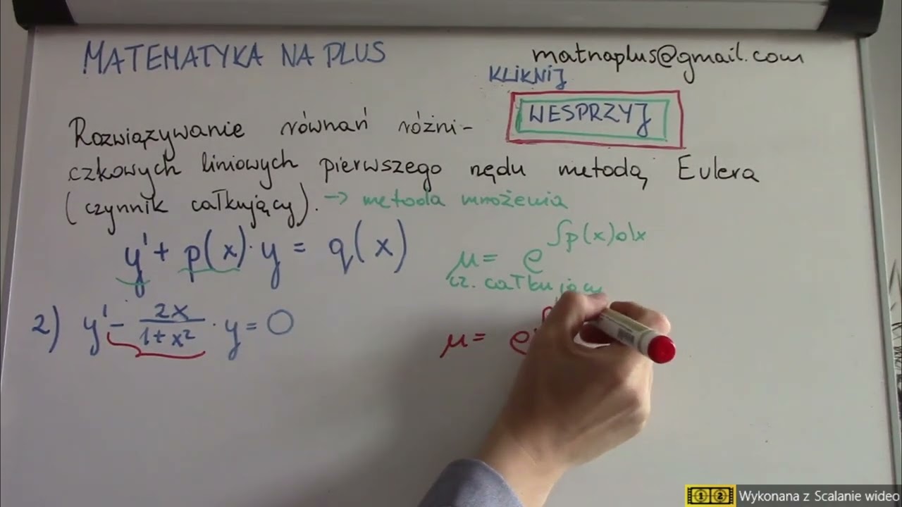 Rozwiązywanie równań różniczkowych liniowych pierwszego rzędu metodą Eulera ( czynnik całkujący )