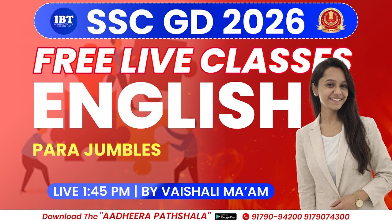 PARA- JUMBLES|ENGLISH|SSC-GD FOUNDATION BATCH 2026 | BY VAISHALI MA'AM