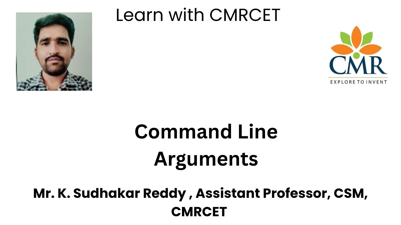 Command Line Arguments, Mr. K. Sudhakar Reddy , Assistant Professor, CSM, CMRCET
