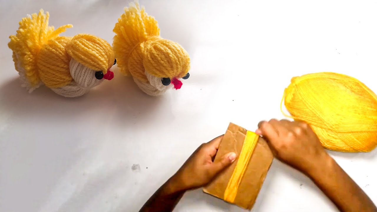 Super Easy Chicken Making Idea with Yarn - DIY Woolen Chick - How to Make Yarn Chick - DIY Crafts