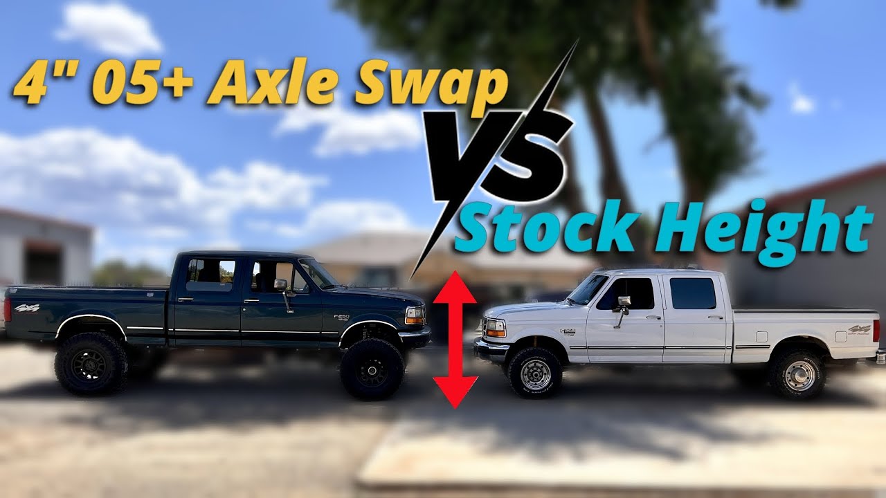 Height comparison between a stock OBS and a 05+ axle swapped and 4