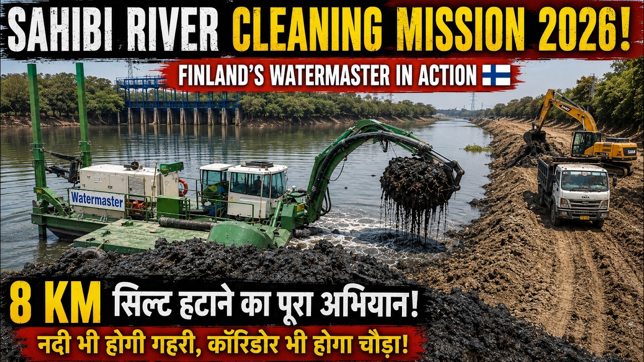 Finland Watermaster Cleaning Sahibi River! 8 KM Silt Removal Mission | Delhi Flood Prevention 2026