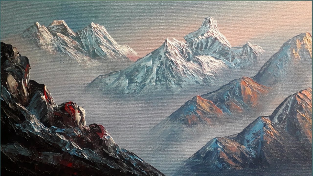 Mount Everest & Ama Dablam || How To Paint || BK ART Galllery