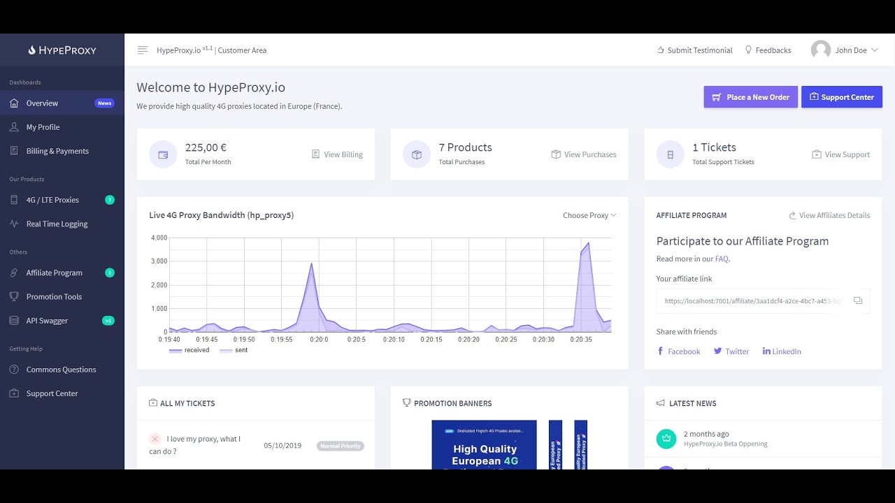HypeProxy.io v1.1 | Dashboard Showcase