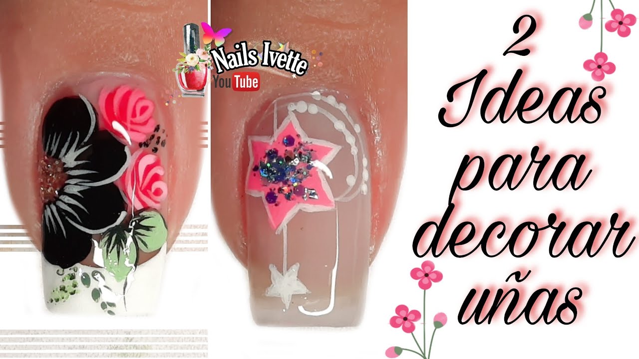 2 Modelos de uñas decoradas con flores / Decoración de uñas / Ideas para decorar uñas fácil Nail Art