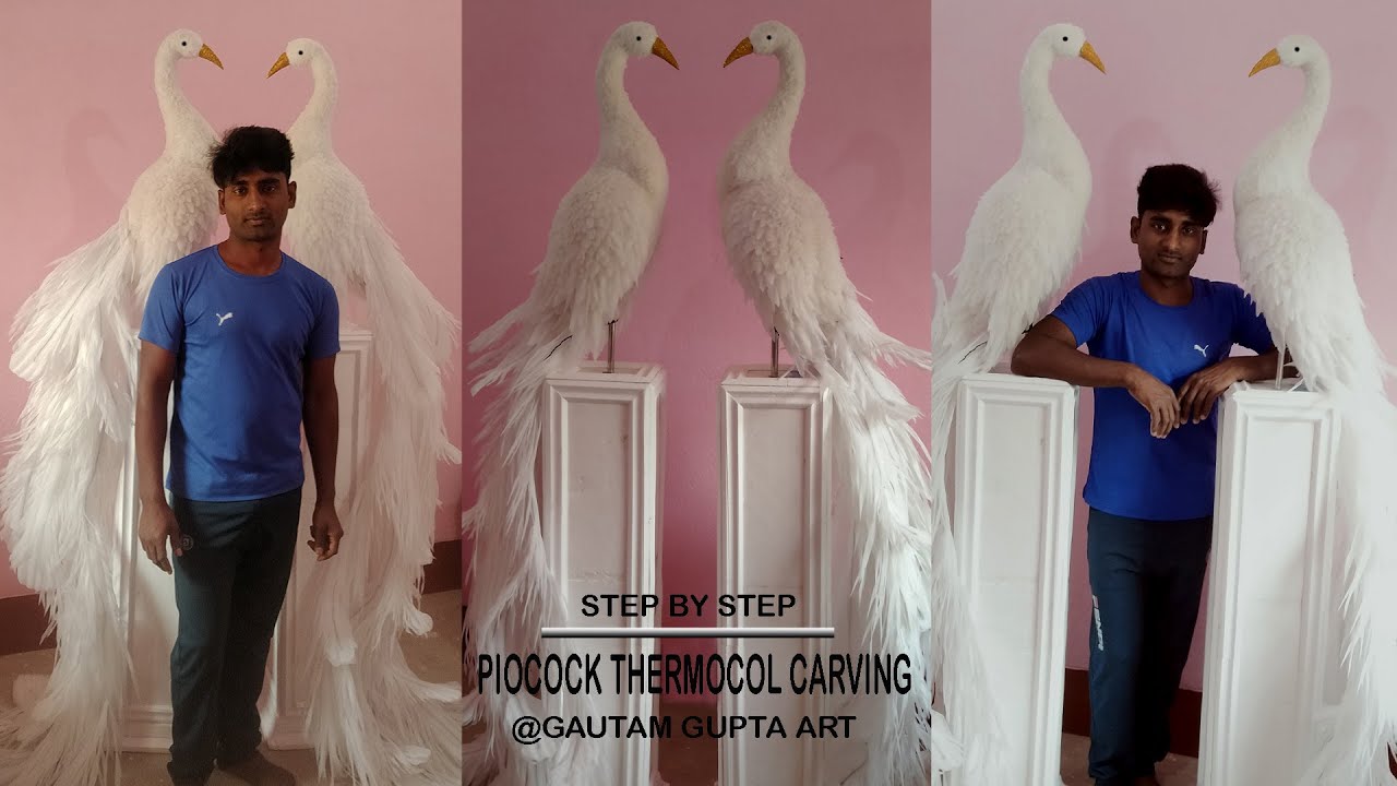 New thermocol design carving peacock #peacock #art #thermocol Oder contact,  8409975067