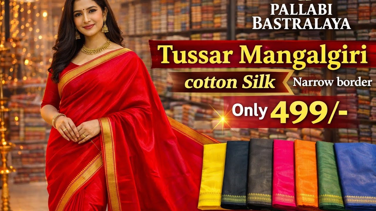 Новейшие шелковые сари Mangalgiri Tussar по цене 2026 года 🥻 Лучшее шелковое сари Tussar по низко...