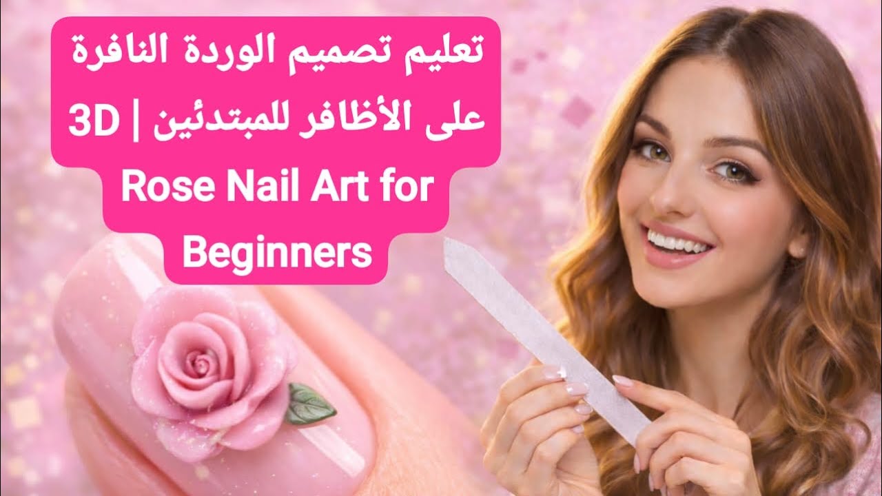 تعليم تصميم الوردة النافرة على الأظافر للمبتدئين | 3D Rose Nail Art for Beginners