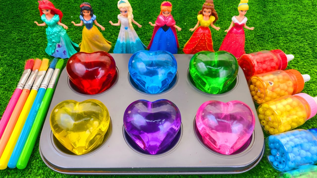 Satisfying Video l How To Make 6 Glitter BIG Heart  with Rainbow Funny Lollipop Stars Candy ASMR