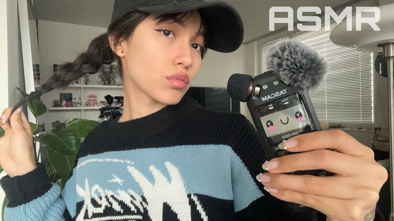 ASMR ☆ CRISPY TRIGGERS ON TASCAM (mic covers, gripping, hair,..) 