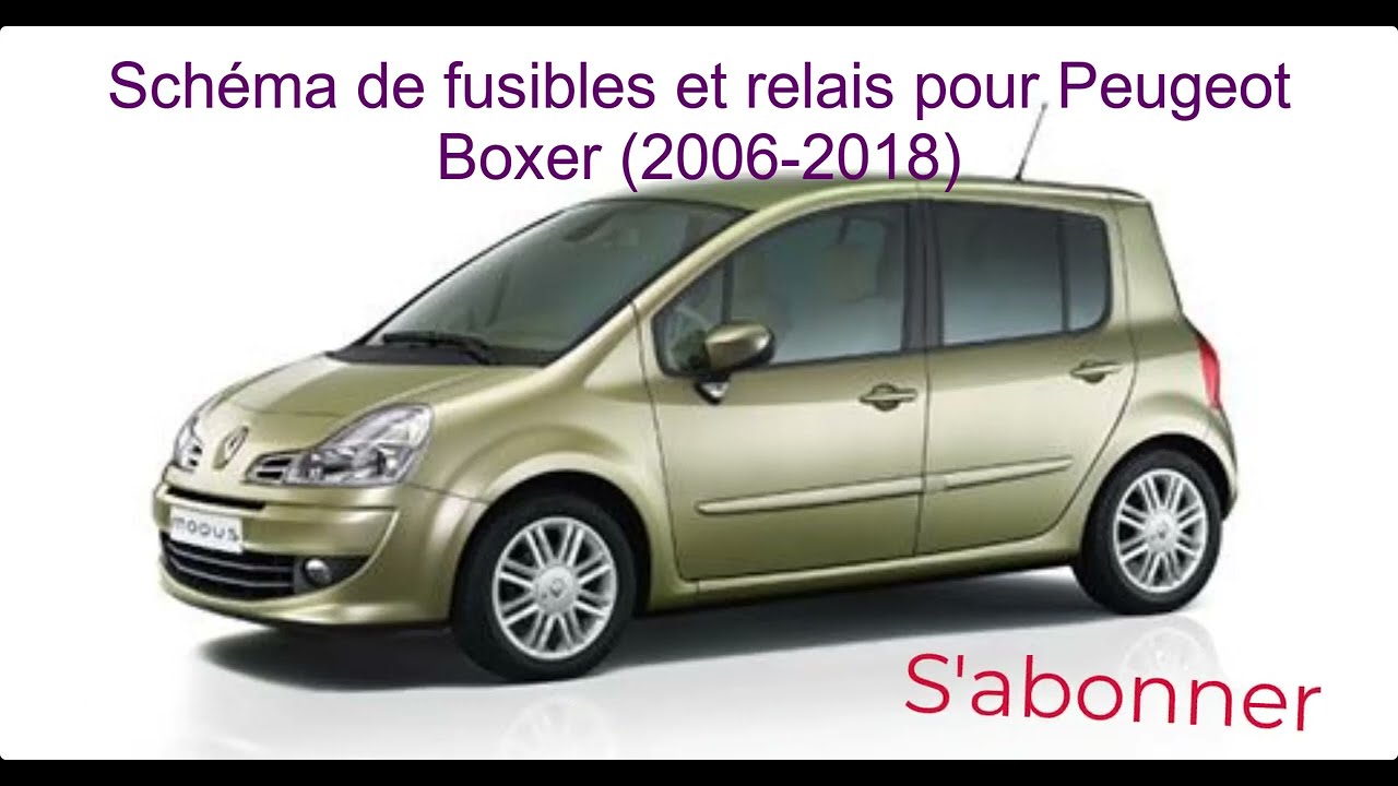 Schéma de fusibles et relais pour Renault Modus 2005/2006/2007/2009/2010/2011/2012.