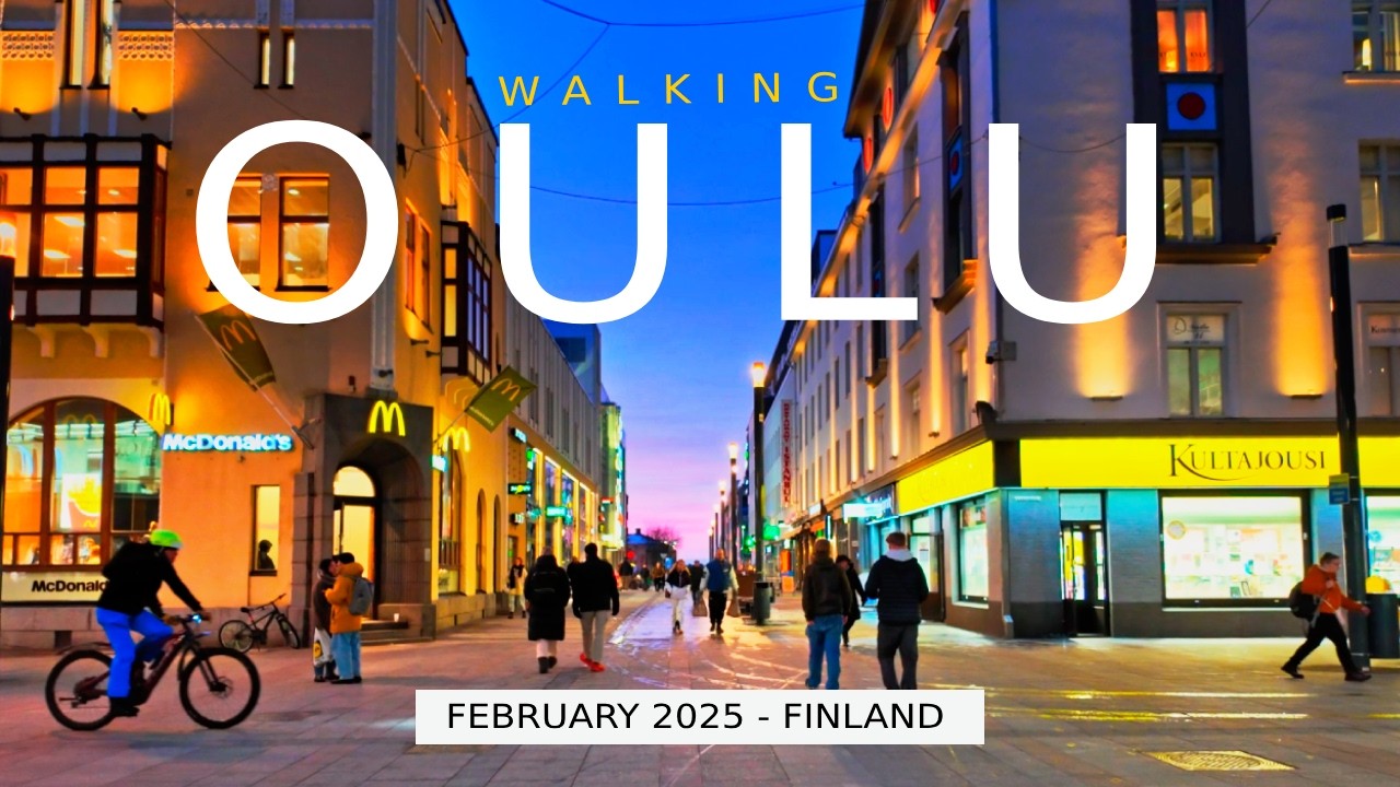 Walking Finland: Friday Evening in Oulu City Centre, February 2025 [4K] #slowtv