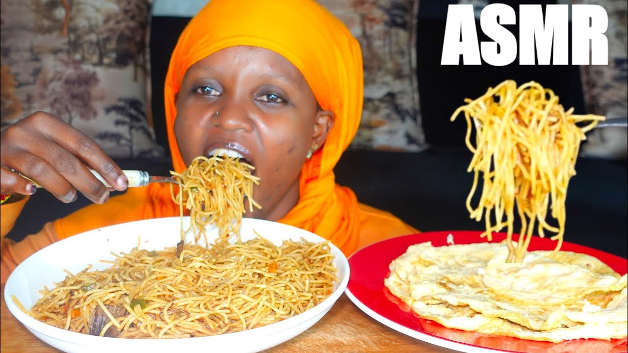 ASMR SPARGHETTI + FRIED EGG MUKBANG EATING SOUNDS #africanmukbang #asmr #mukbang #viral