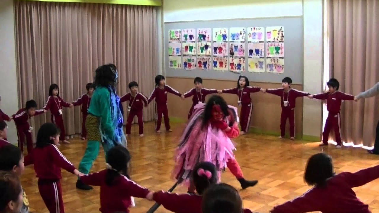 2015　節分豆まきにて　きく組VS鬼２匹