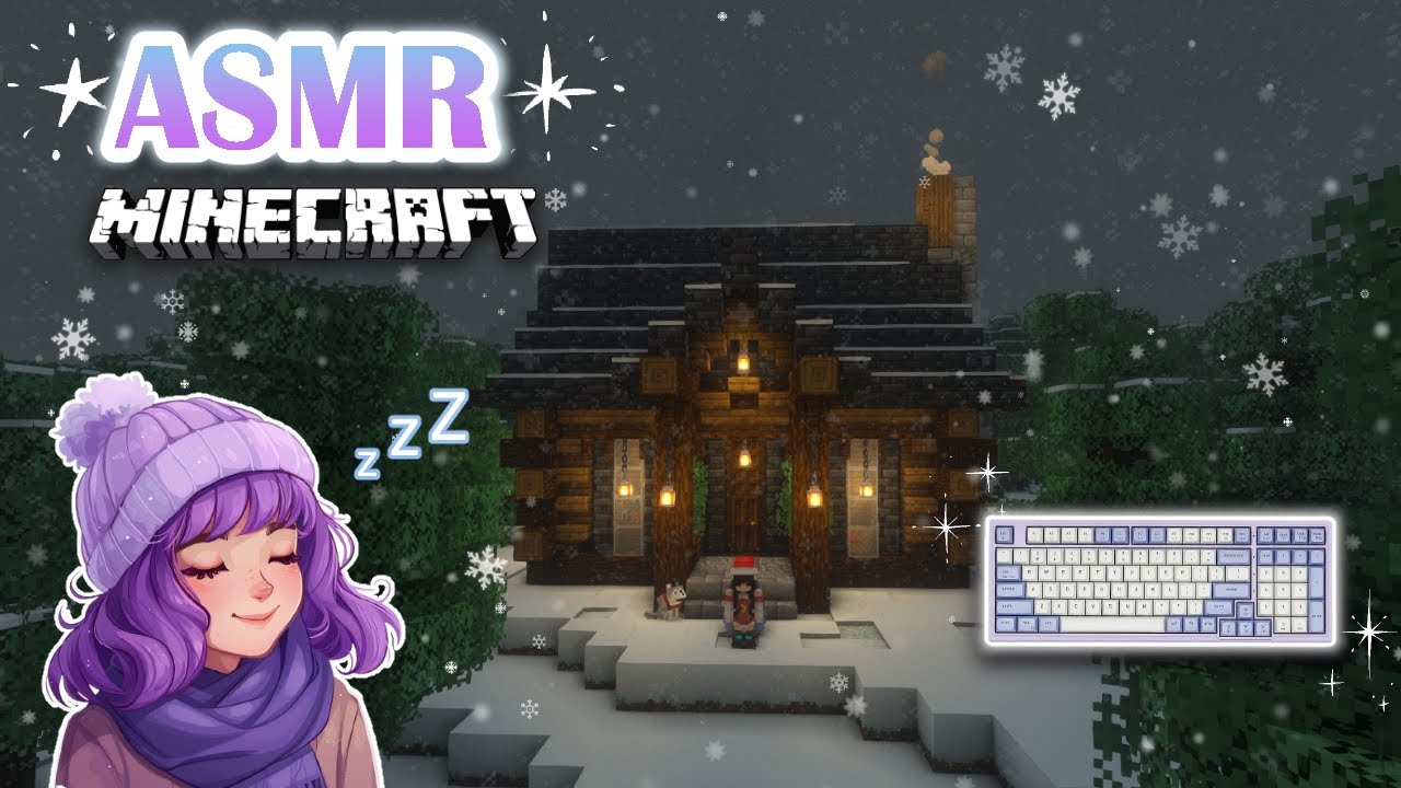 Minecraft ASMR ♡ - Snowy Cabin Build ❄️✨ | Whispering & Keyboard Sounds 🌙