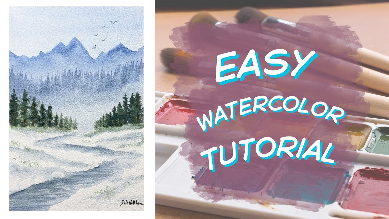 Easy Watercolor Landscape For Beginners | No Sketching