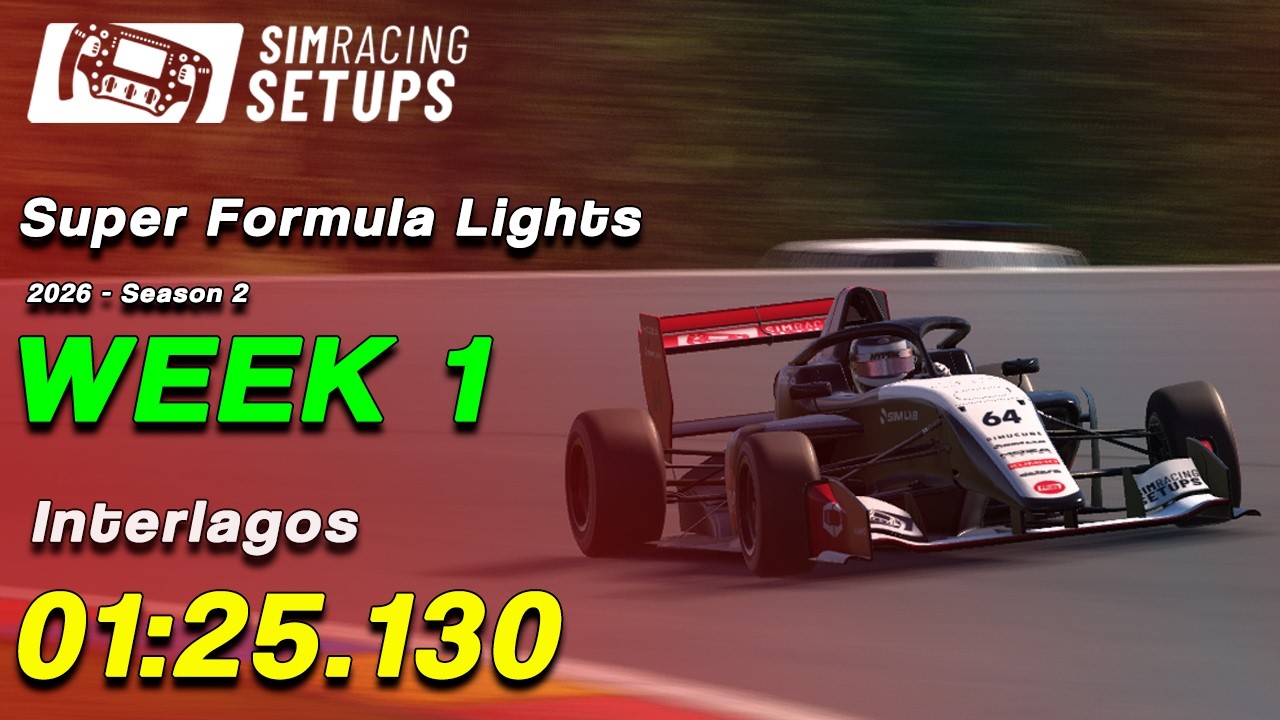 IRacing - Super Formula Lights - Hotlap Interlagos 1:25.130 + SETUP (2026S2 W1)
