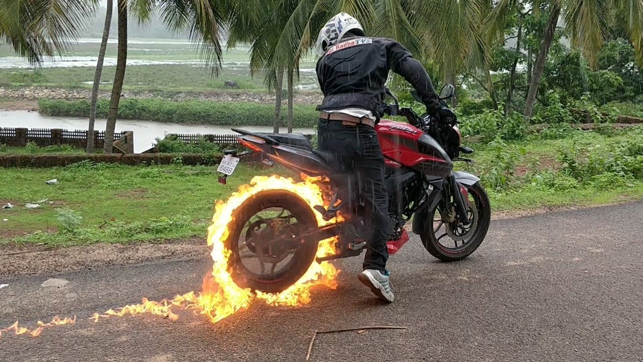 Tyre Blast - Fire Burnout On New Bajaj Pulsar NS 200 #withme
