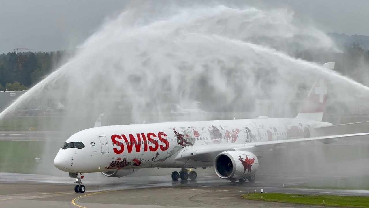 THE BRANDNEW SWISS A350-900🤩 lands the first time in ZRH✈️(4K)@FlySWISS 