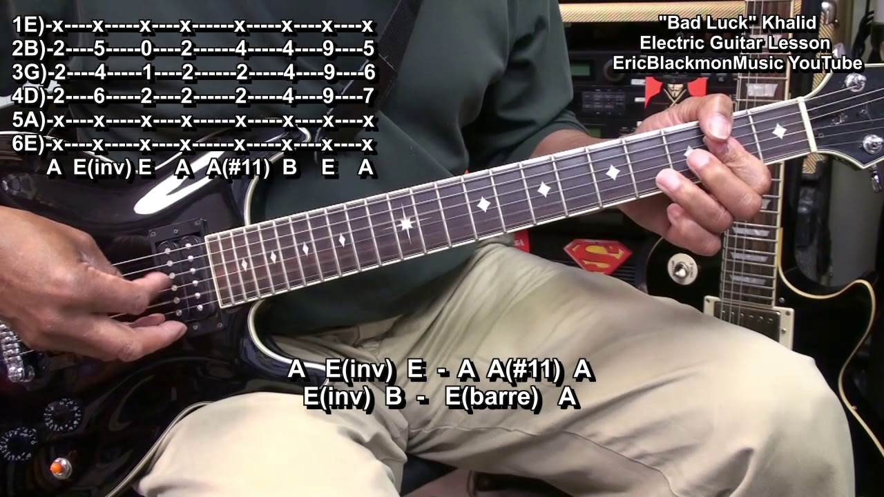Khalid BAD LUCK Guitar Lesson How To Play Chords & Riffs On Electric Guitar 