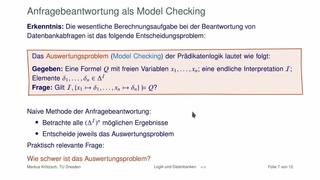 Prädikatenlogik und Datenbanken (1)